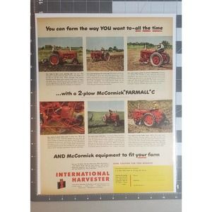 Vintage McCormick Farmall C and McCormick Equipment Magazine Ad